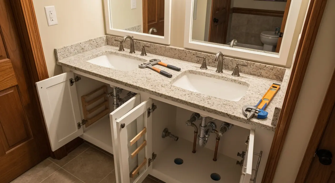 Double sink vanity installation