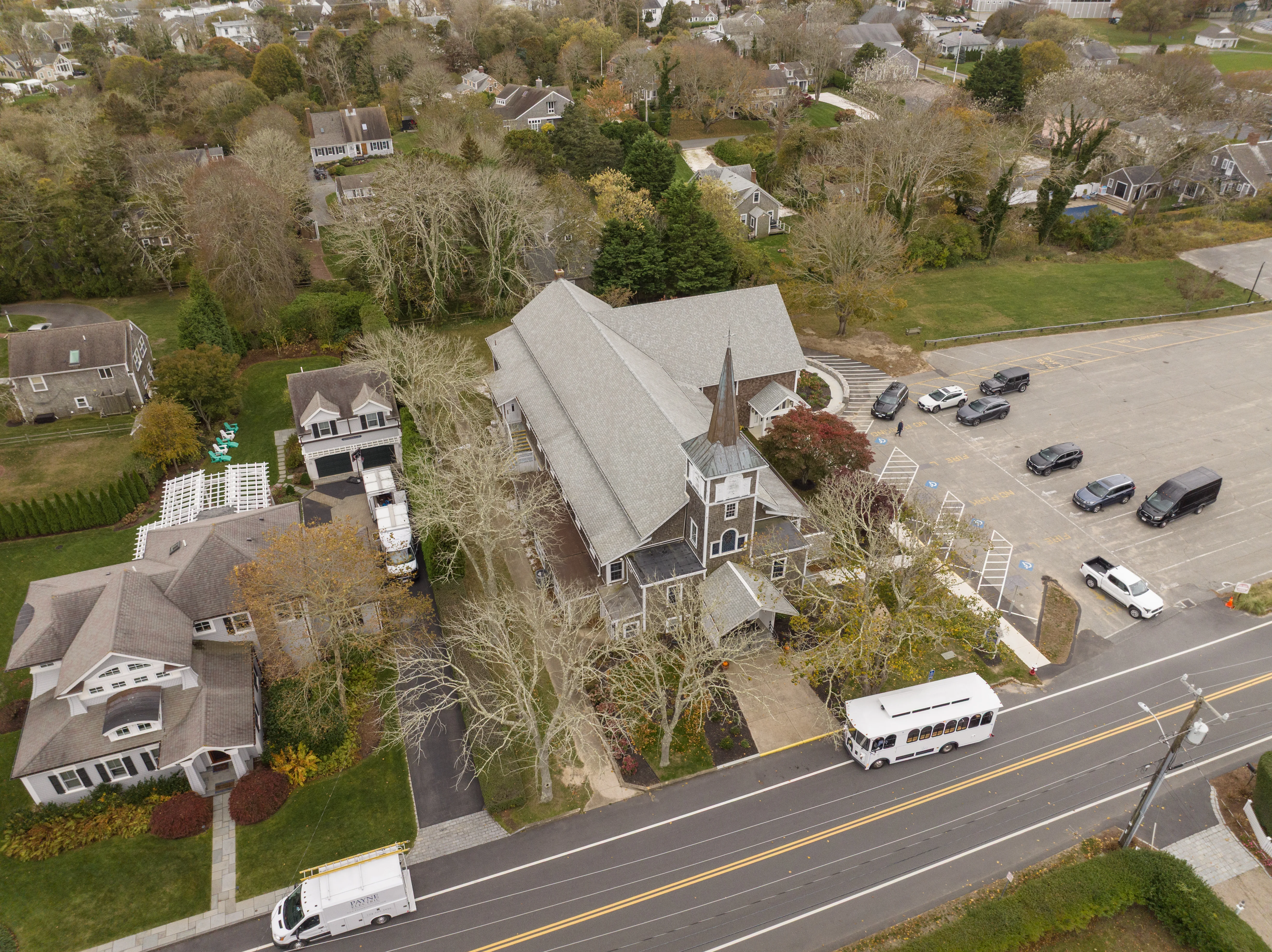 Event transportation vehicle arriving at a local church