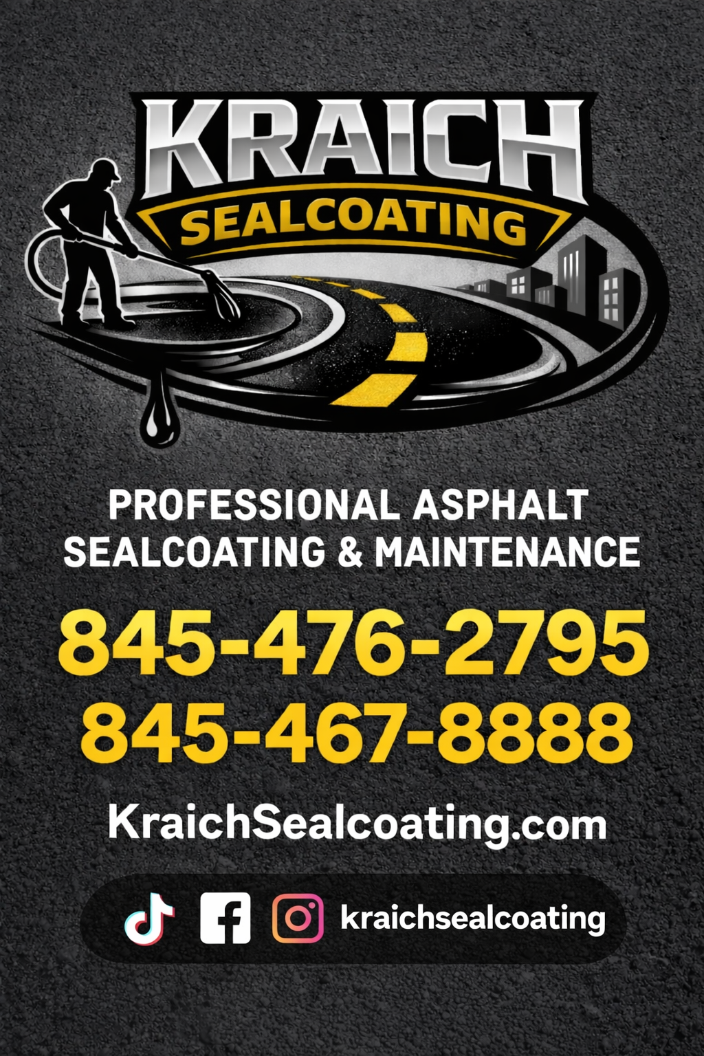 Kraich Sealcoating crew sealing a driveway