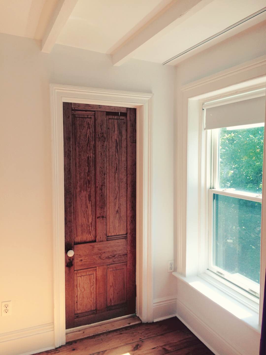 close-up of wood door with satin stain and seal