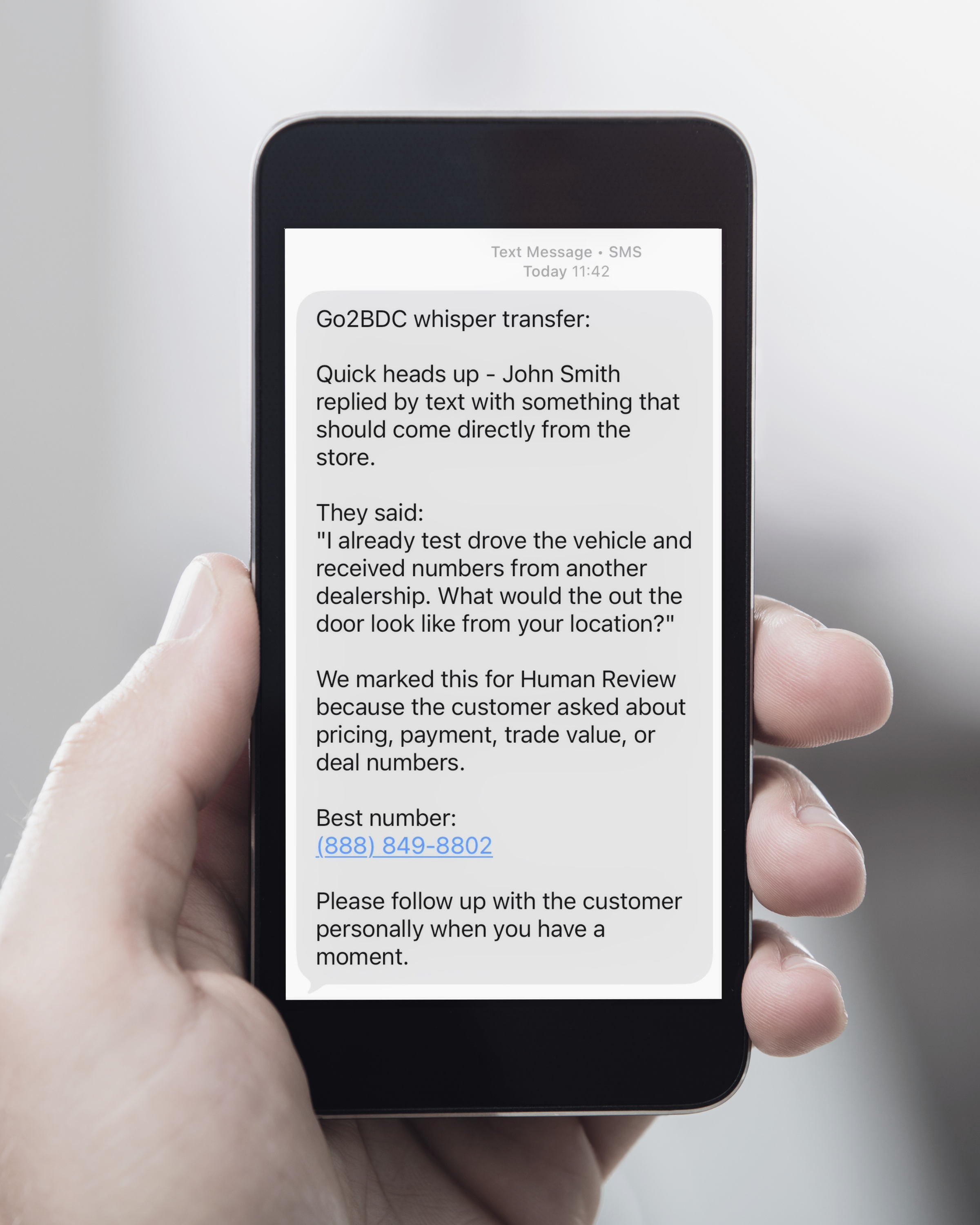 Whisper transfer buyer alert