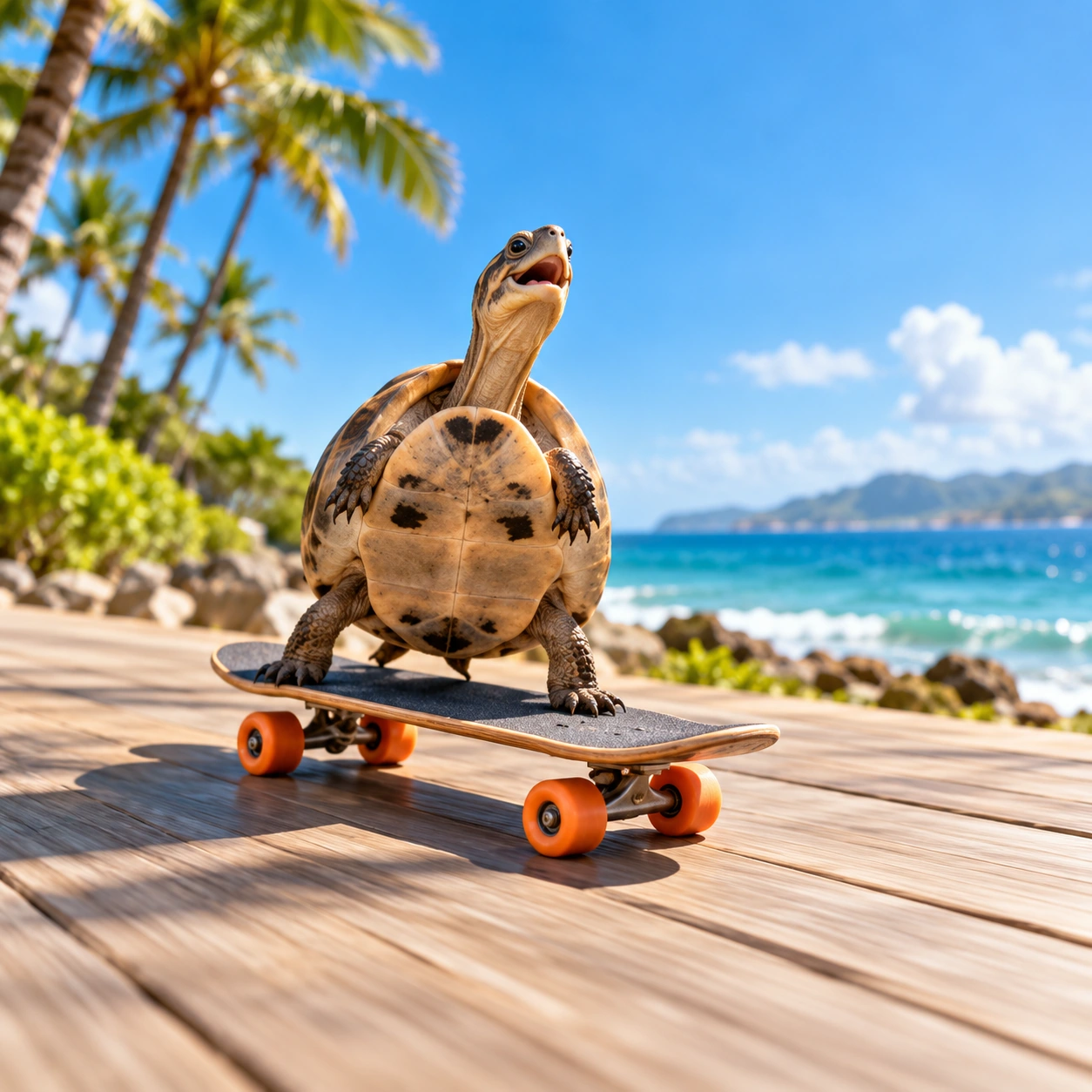 Turtle on the go: coastal skate.