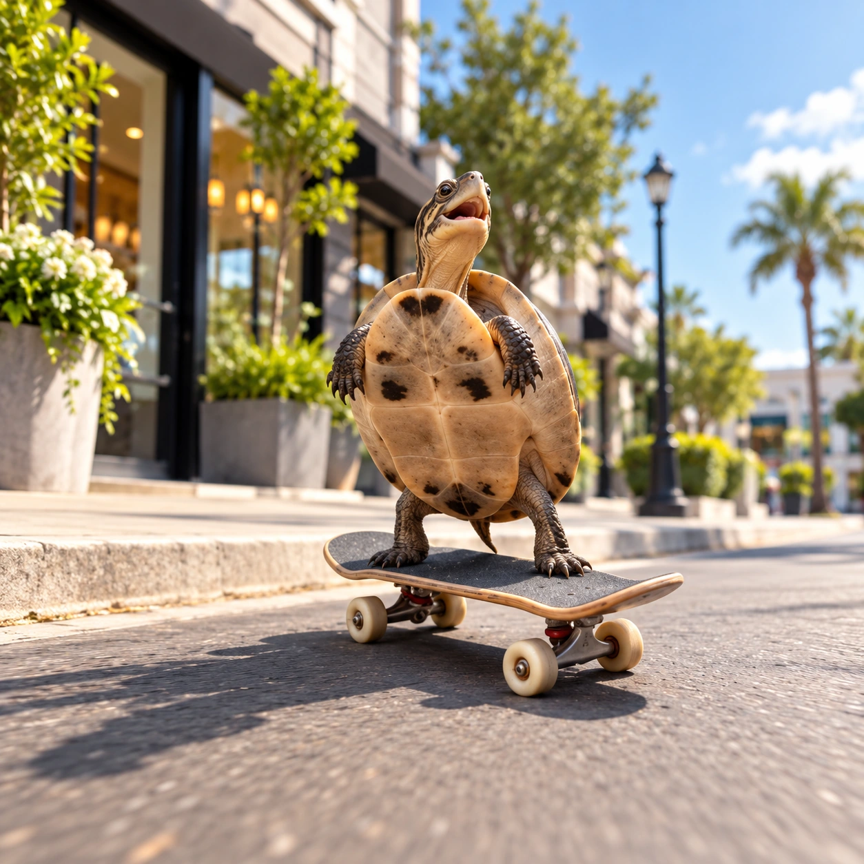 Turtle on the go: street skate.