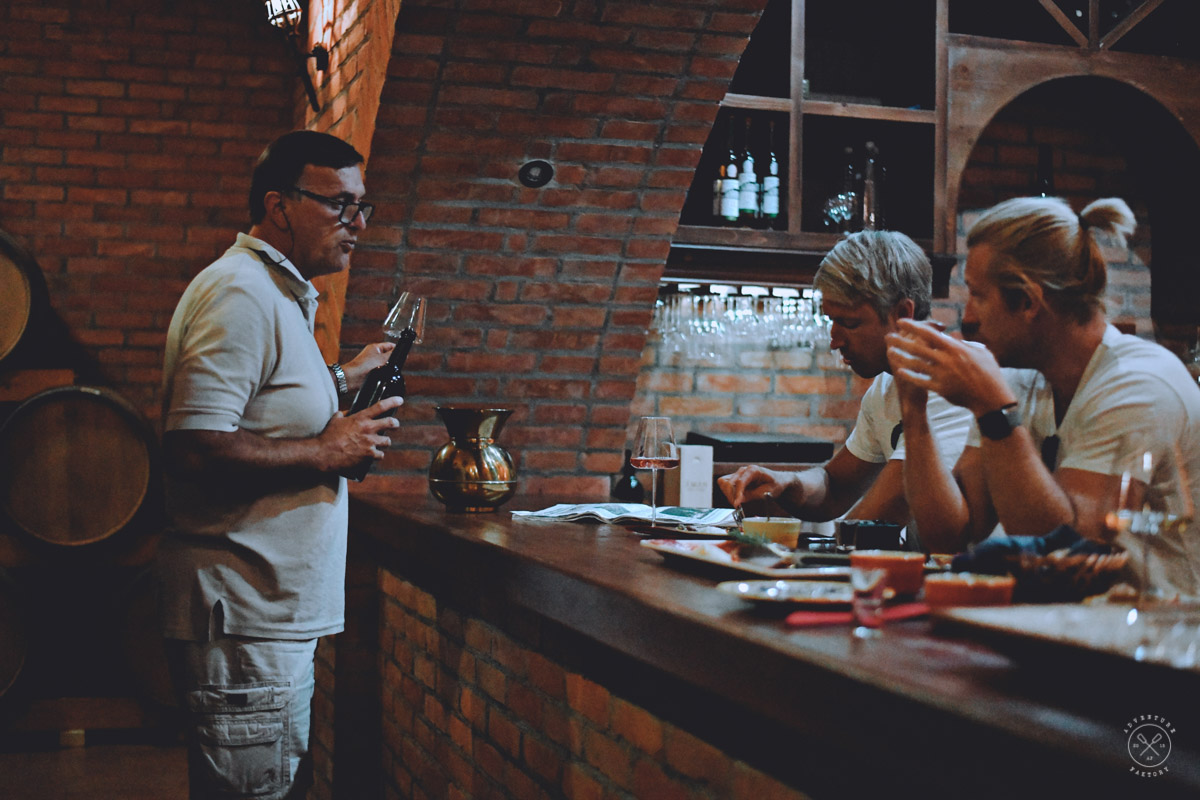 The owner of Radevic Estate Wines in Montenegro, Dr. Goran Radevic, sharing tales of his life and winemaking process during a private tasting session.