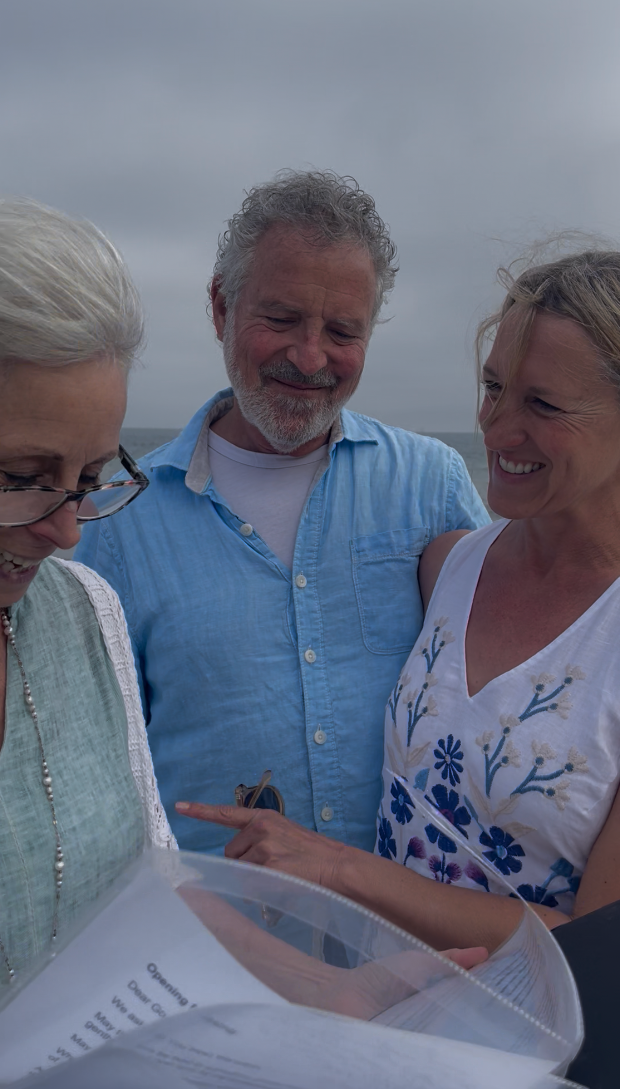 Dani Antman officiating the wedding of Kate West and Gordon Curtis