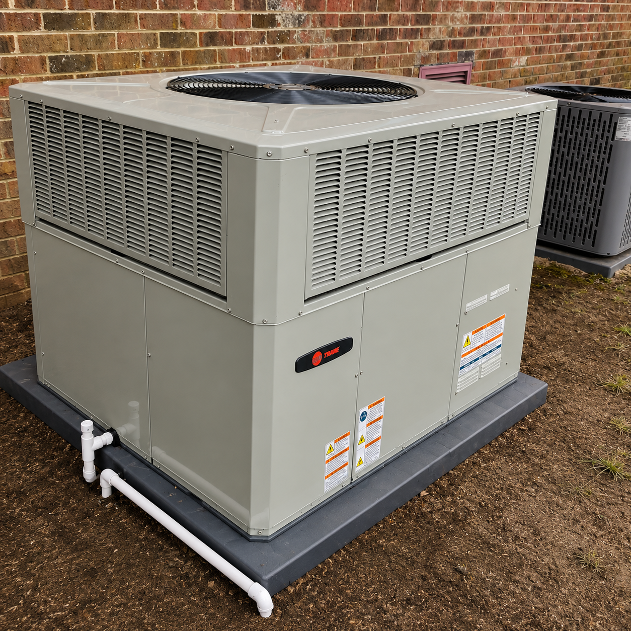 New residential furnace installation inside a mechanical room