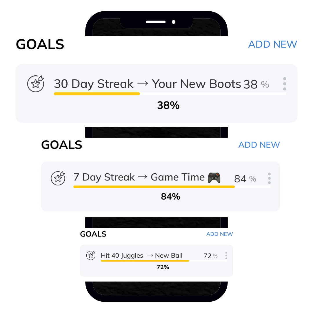 Goal tracking inside The Juggling Code app