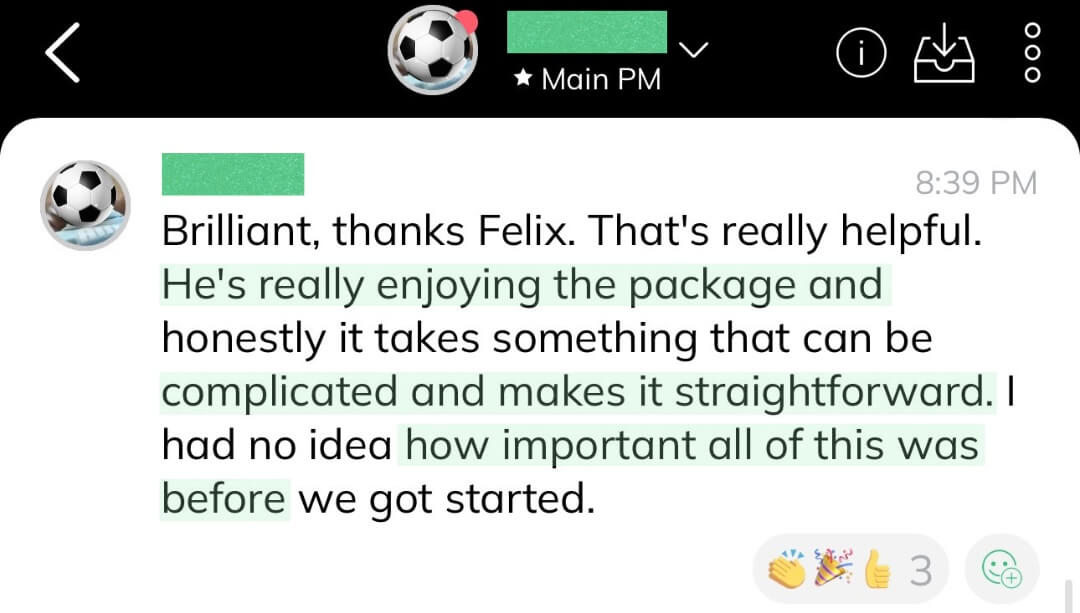 Player testimonial