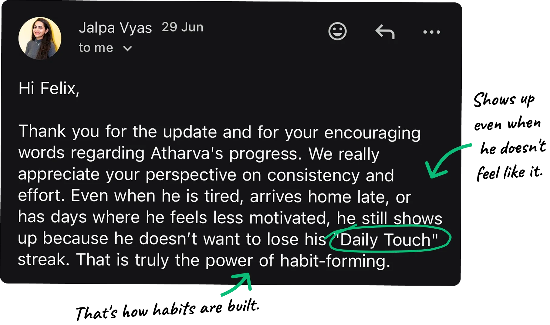 Parent message about The Juggling Code