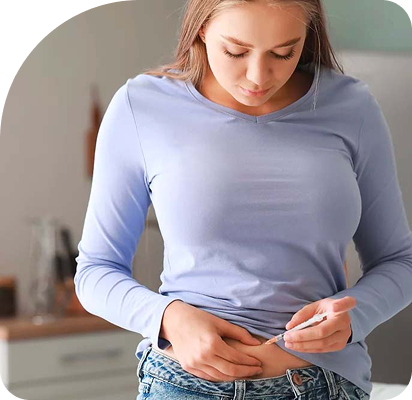 Woman administering at-home subcutaneous NAD+ injection