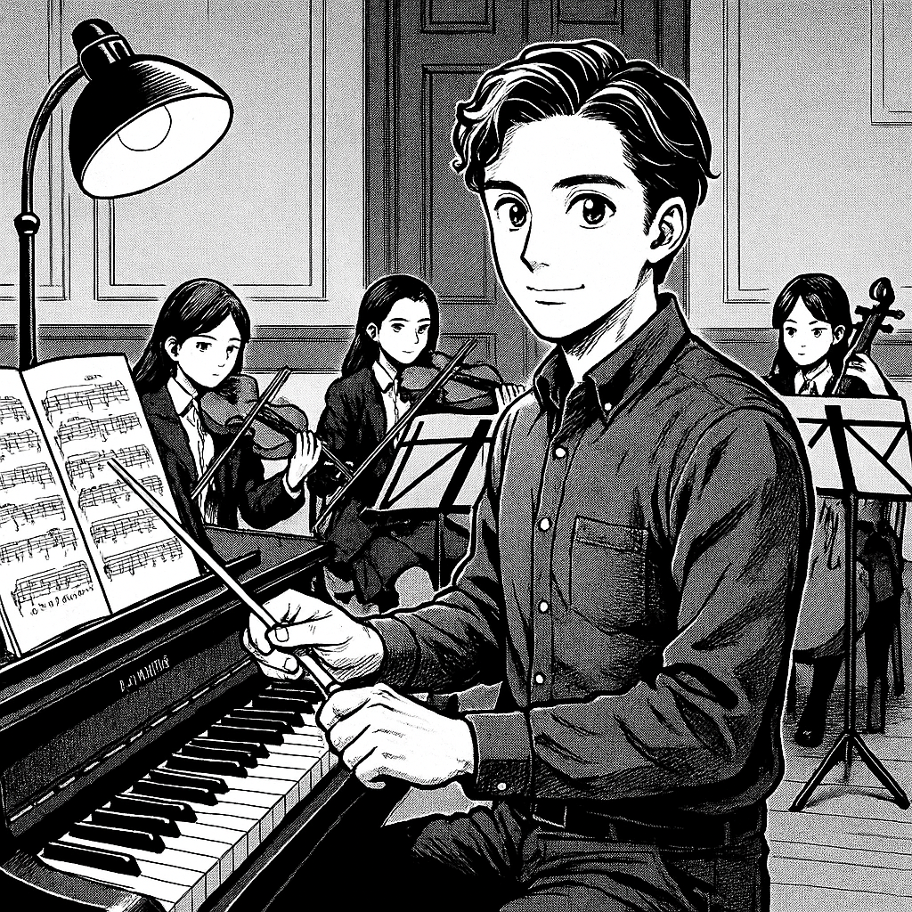 music teacher at their instrument