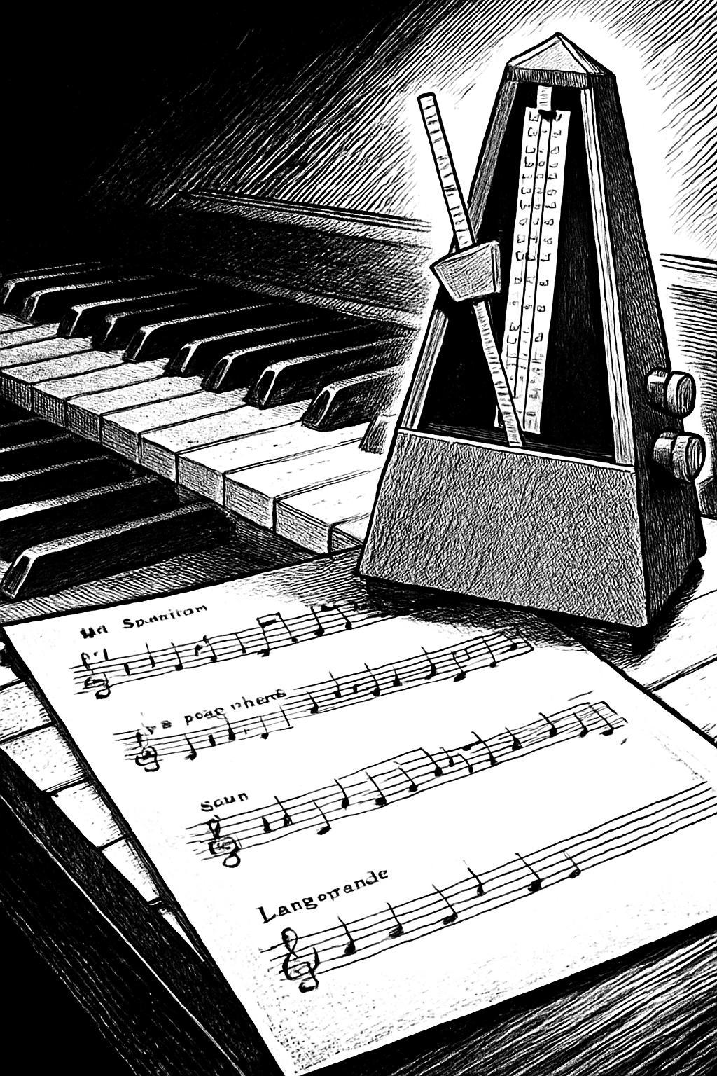 A clear music lesson plan on a piano, representing the importance of structure in teaching