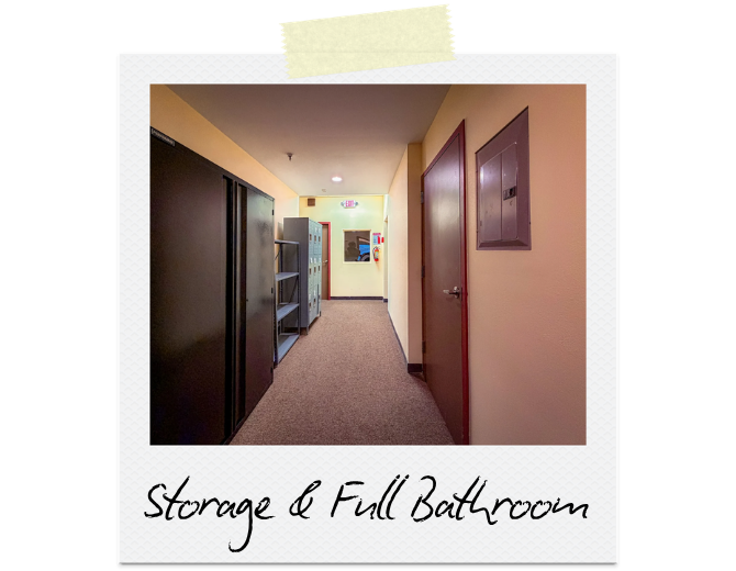 Ample storage and a full bathroom at Pathways' center.
