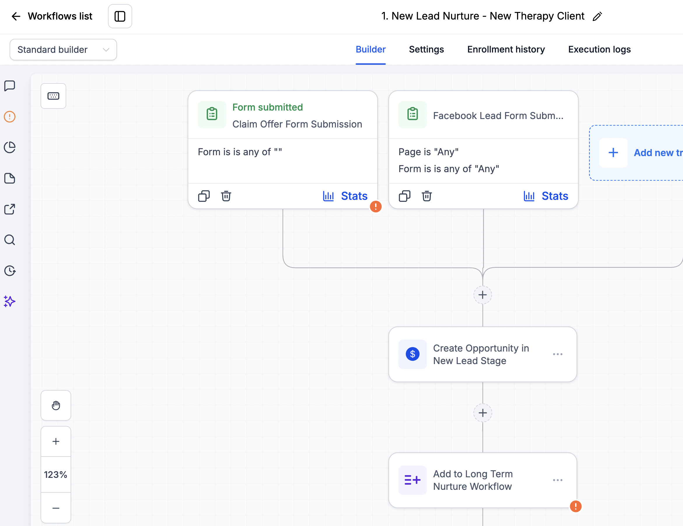 New Client Automations screenshot