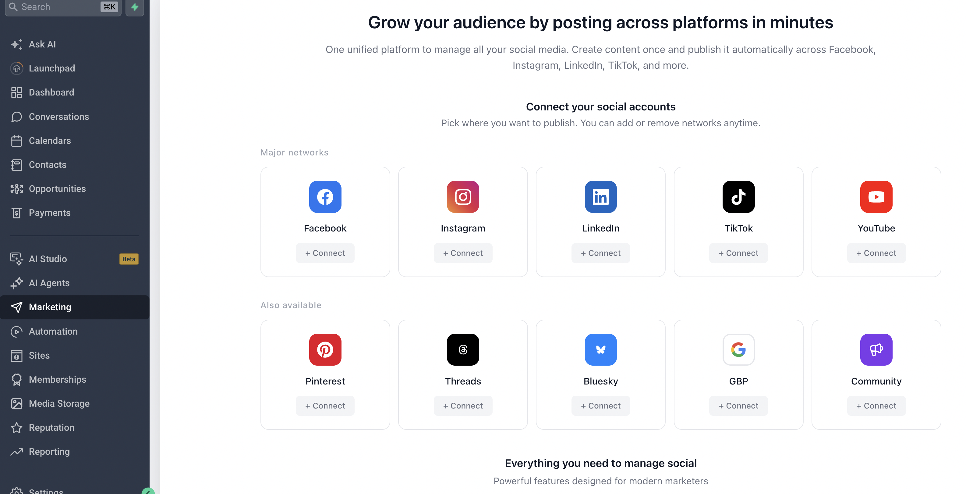 Social Media Automation and Dashboard screenshot