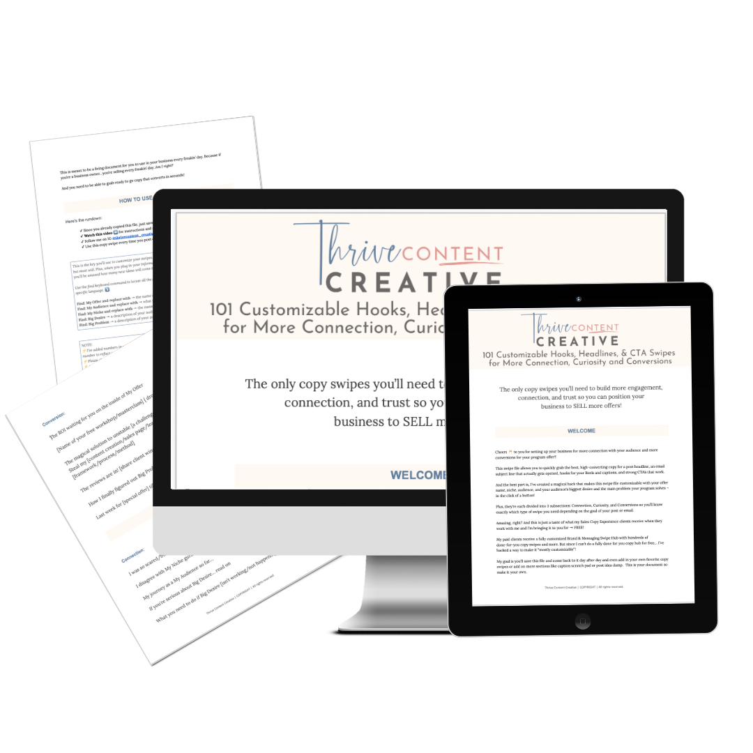 101 Customizable Hooks, Headlines, & CTA Swipes