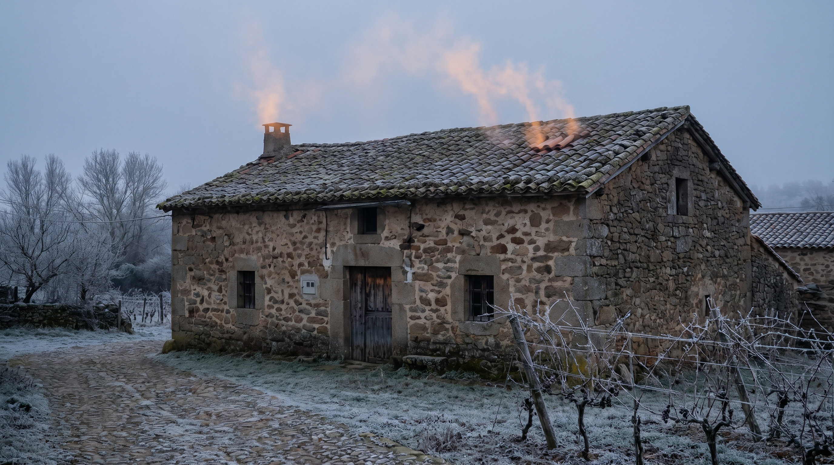 Casa rural en Castilla y León perdiendo calor en invierno — buhardillas sin aislar