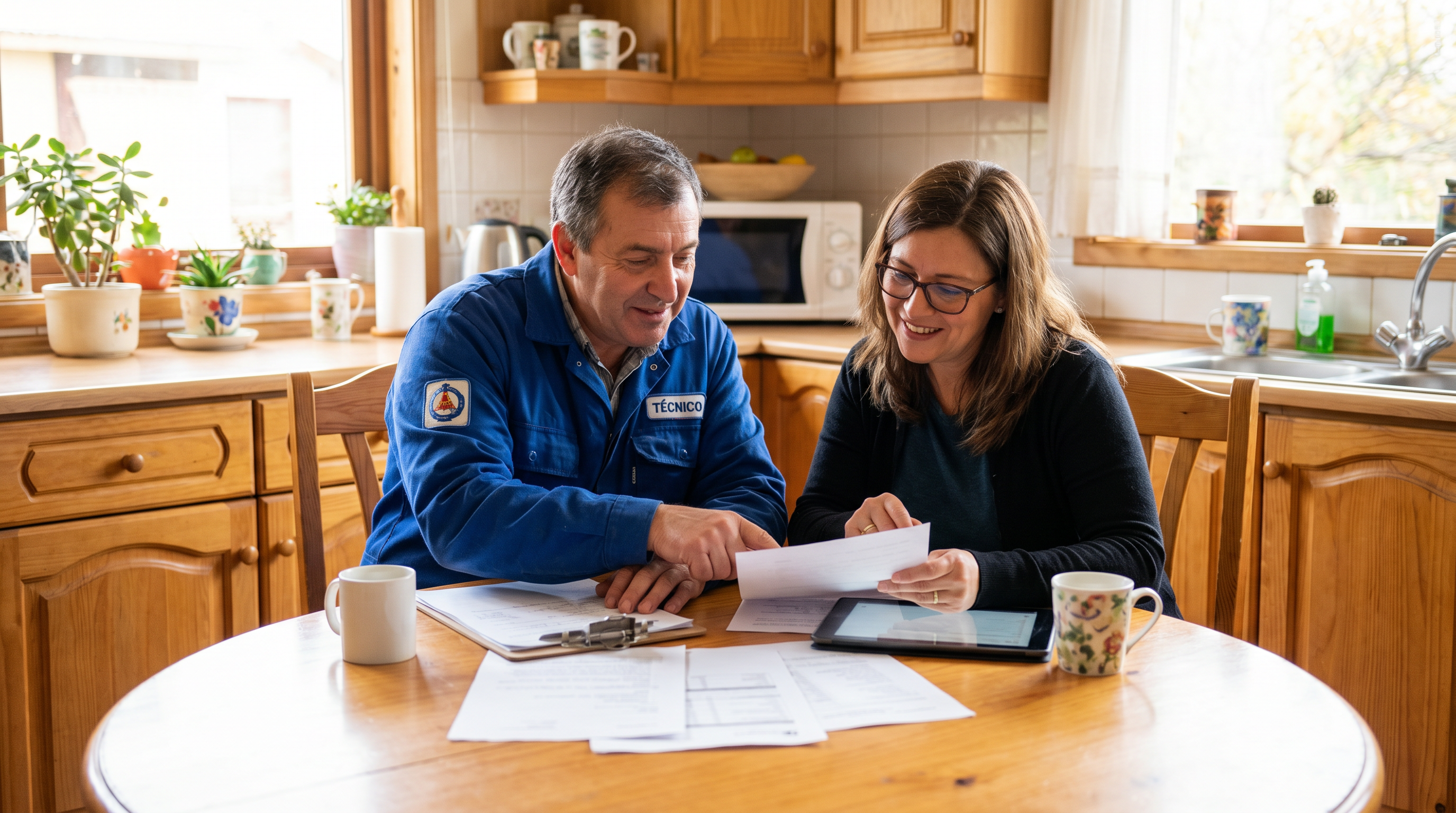 Técnico COPRIMSA realizando la auditoría energética gratuita en domicilio