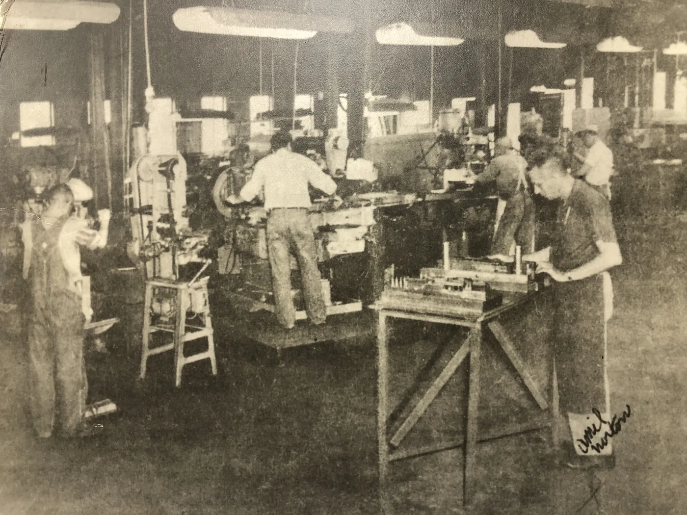 Machine shop floor where Amil Norton worked after the war