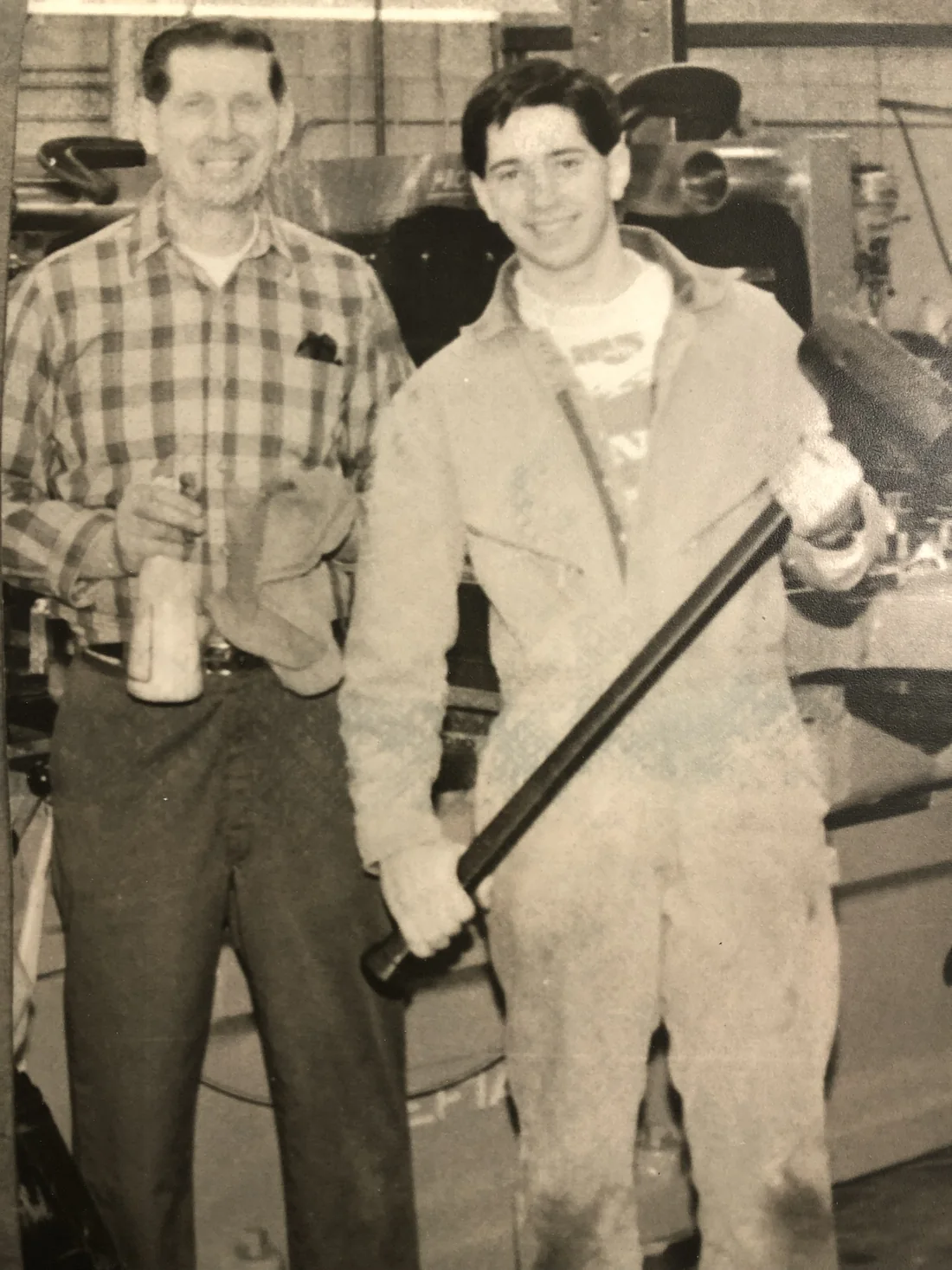 Mark Norton in the shop with his father, Larry Norton