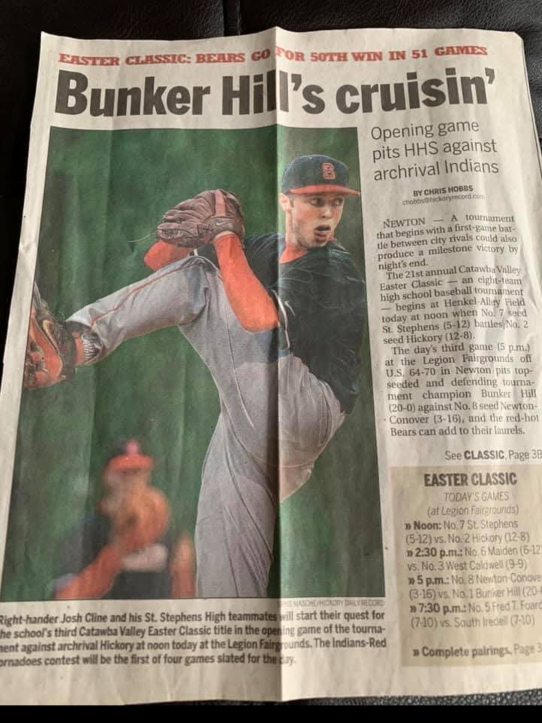 Josh Cline pitching during his senior year of high school