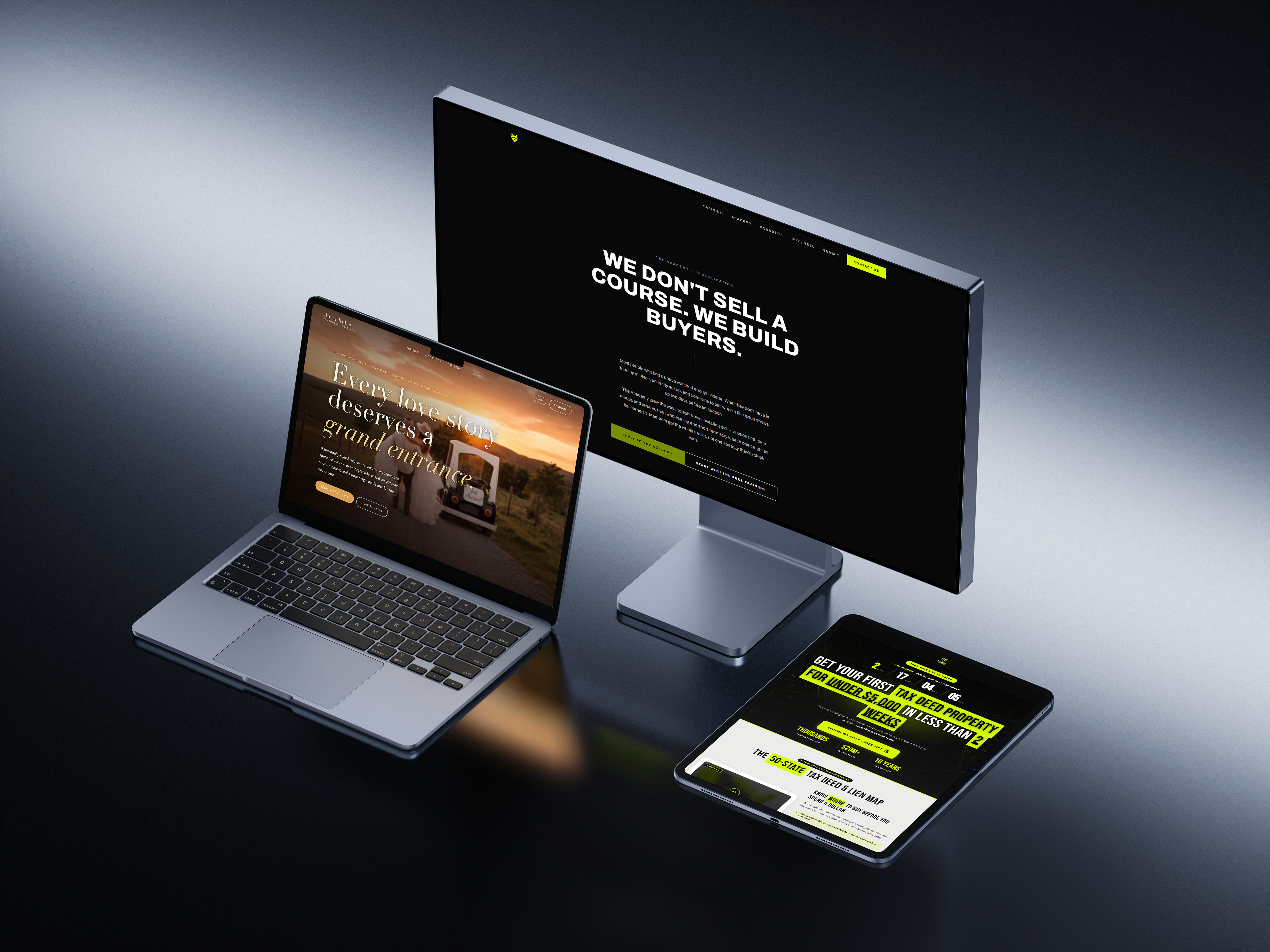 Royal Rides website shown on a laptop