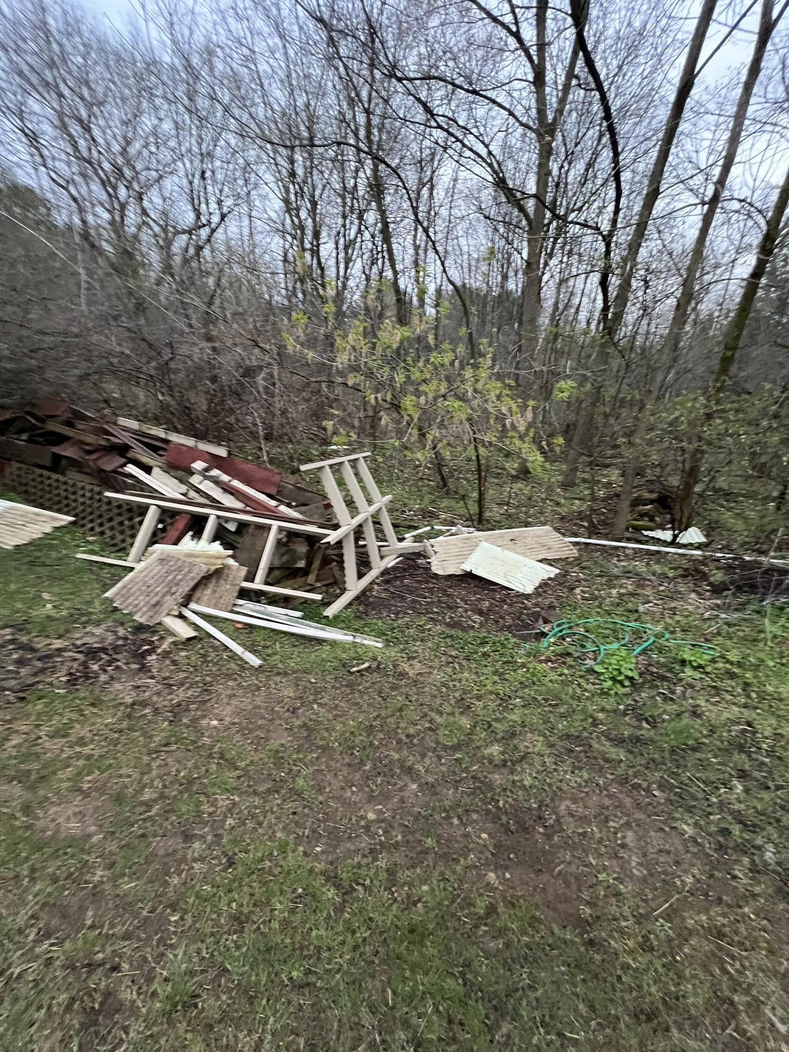 Property debris cleanup before junk removal