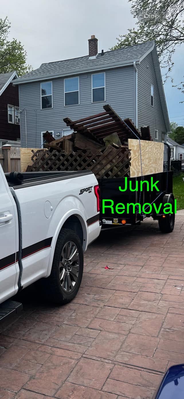 Trailer loaded with junk removal debris