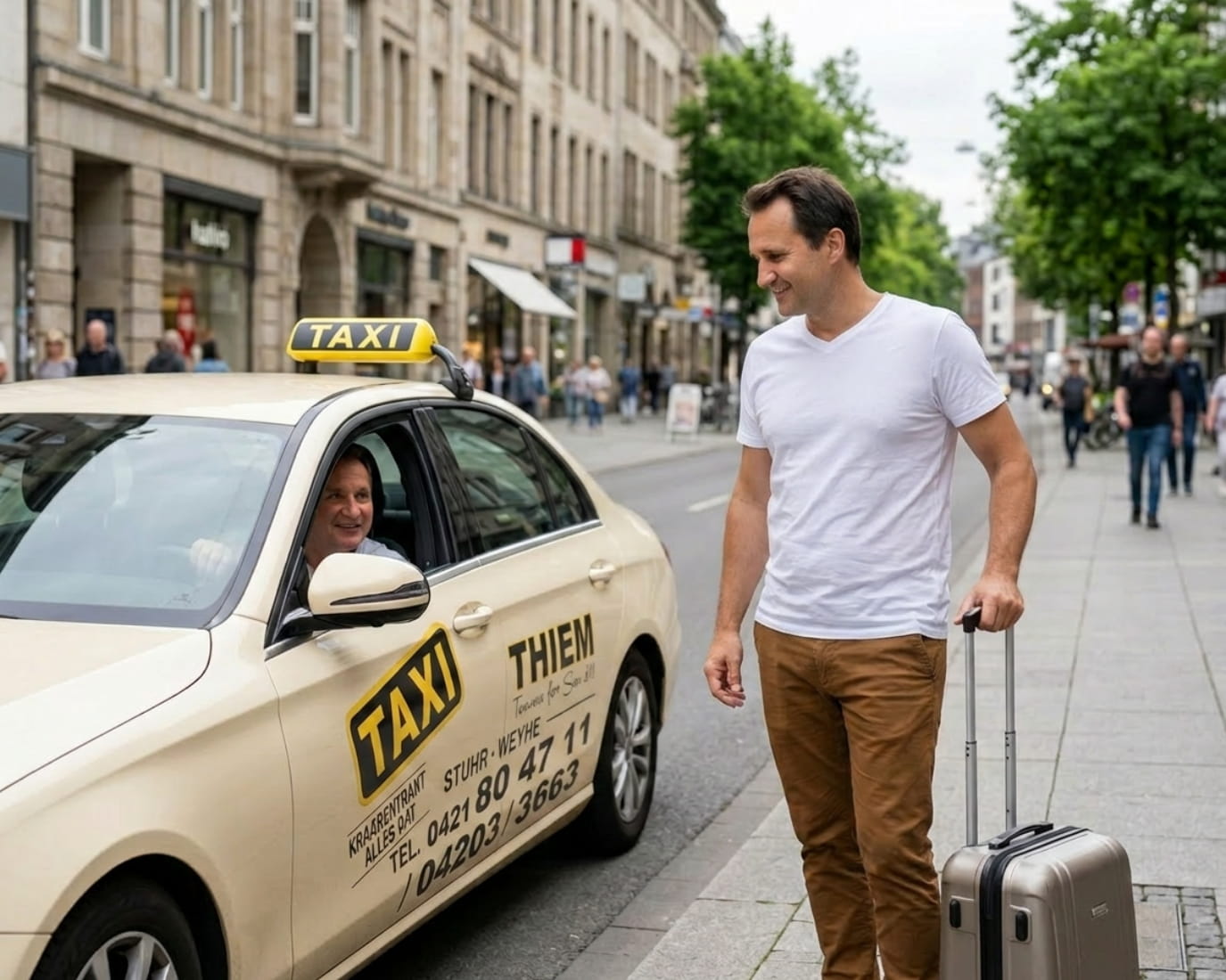 Taxi Thiem Fahrer holt Sie pünktlich ab