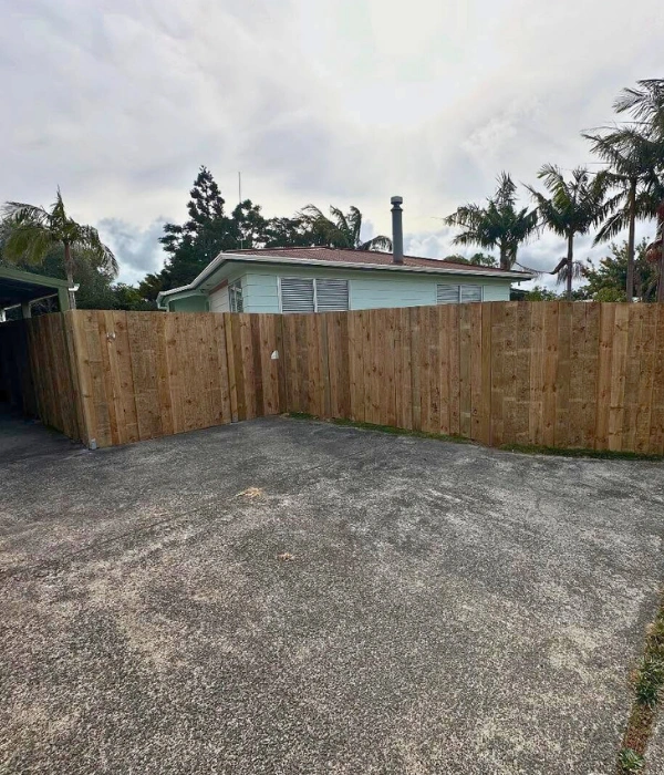 Feature timber fence providing privacy and security for Kaitaia home