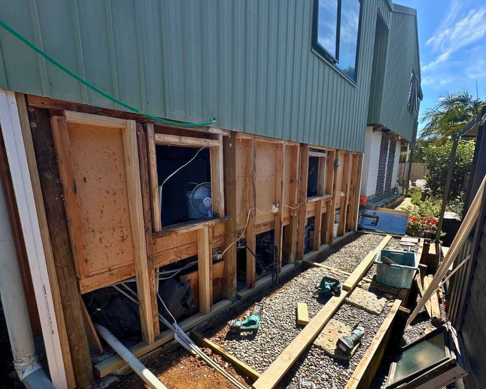 Exterior home renovation in Northland featuring recladding and weatherboard replacement