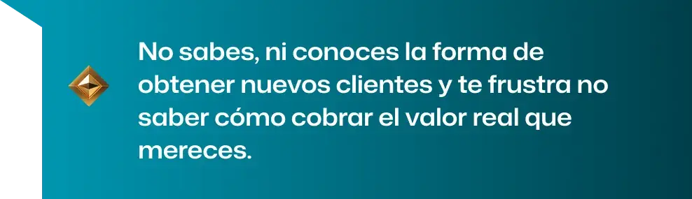 No sabes cómo obtener nuevos clientes ni cómo cobrar el valor real que mereces