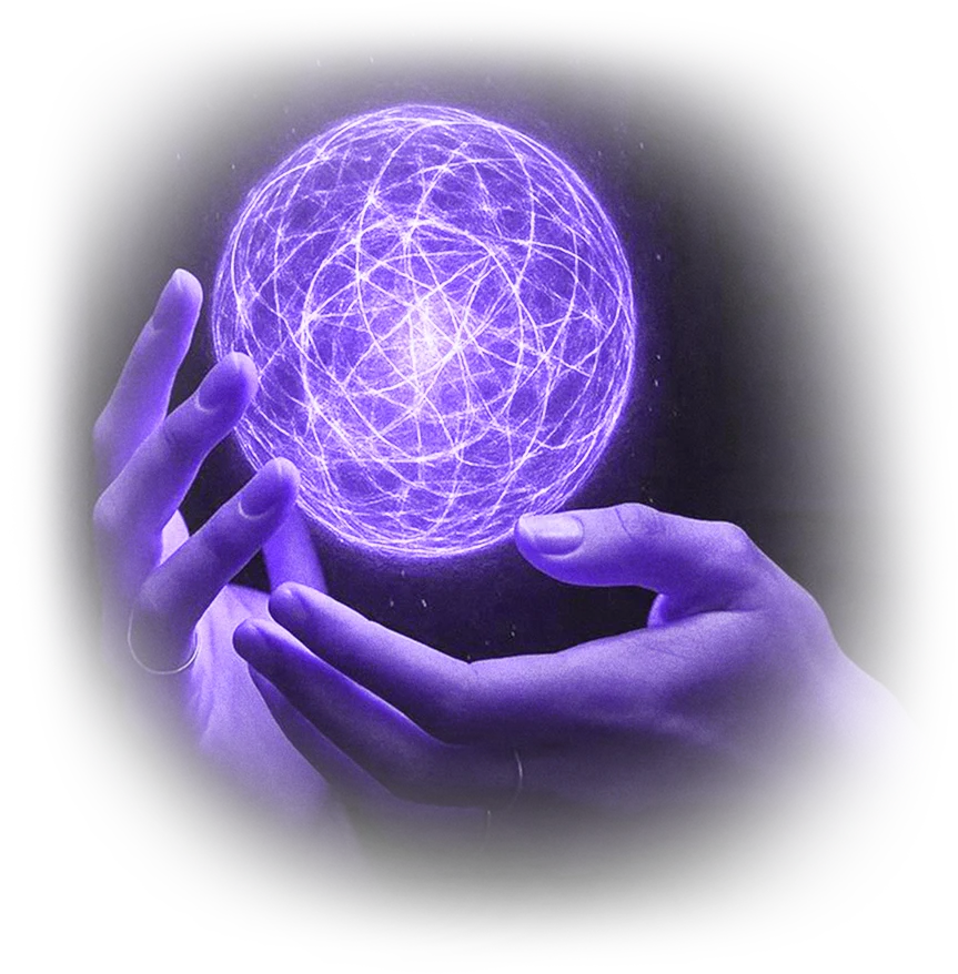 Esfera de energía entre las manos