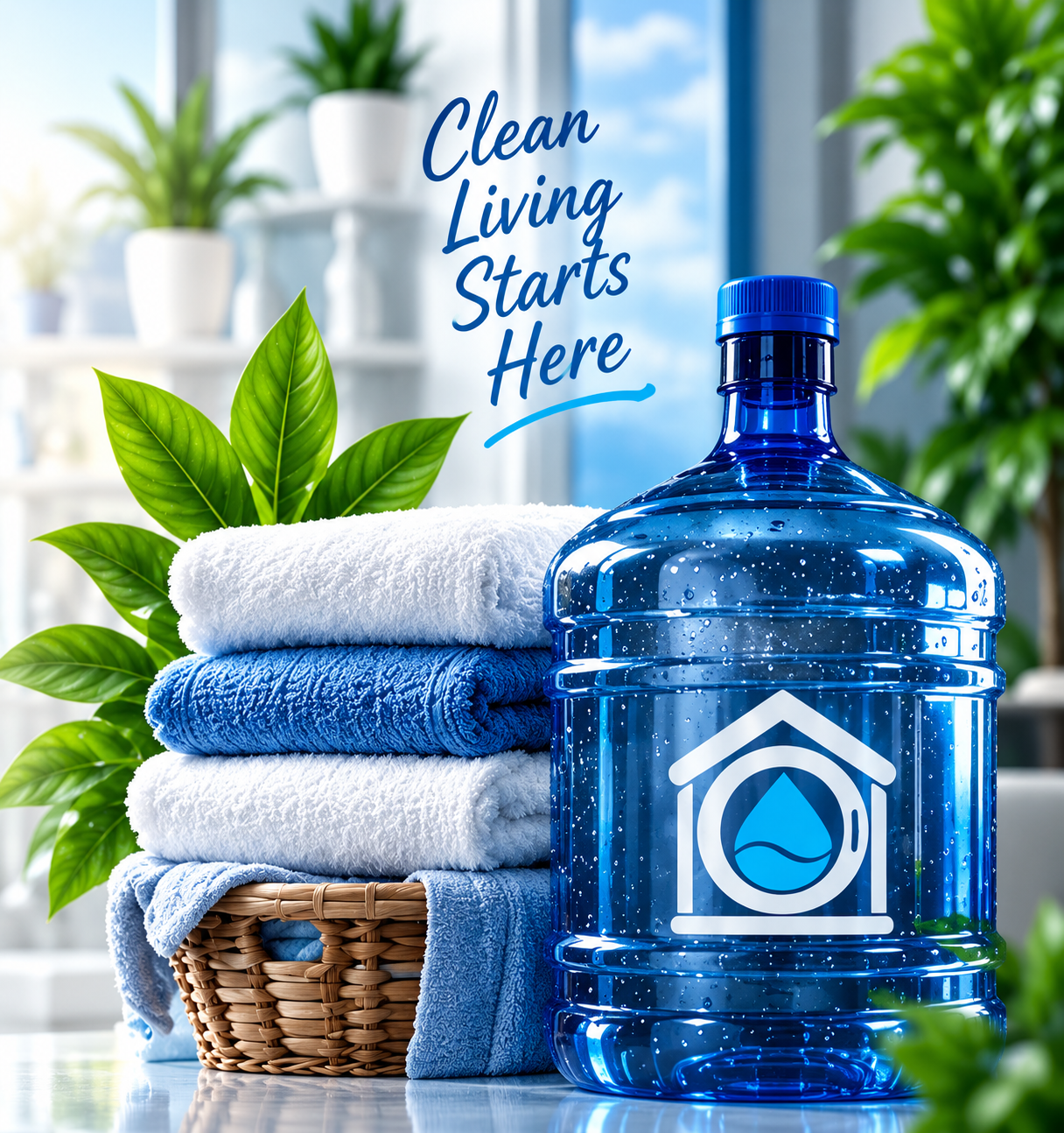 Fresh laundry and purified water