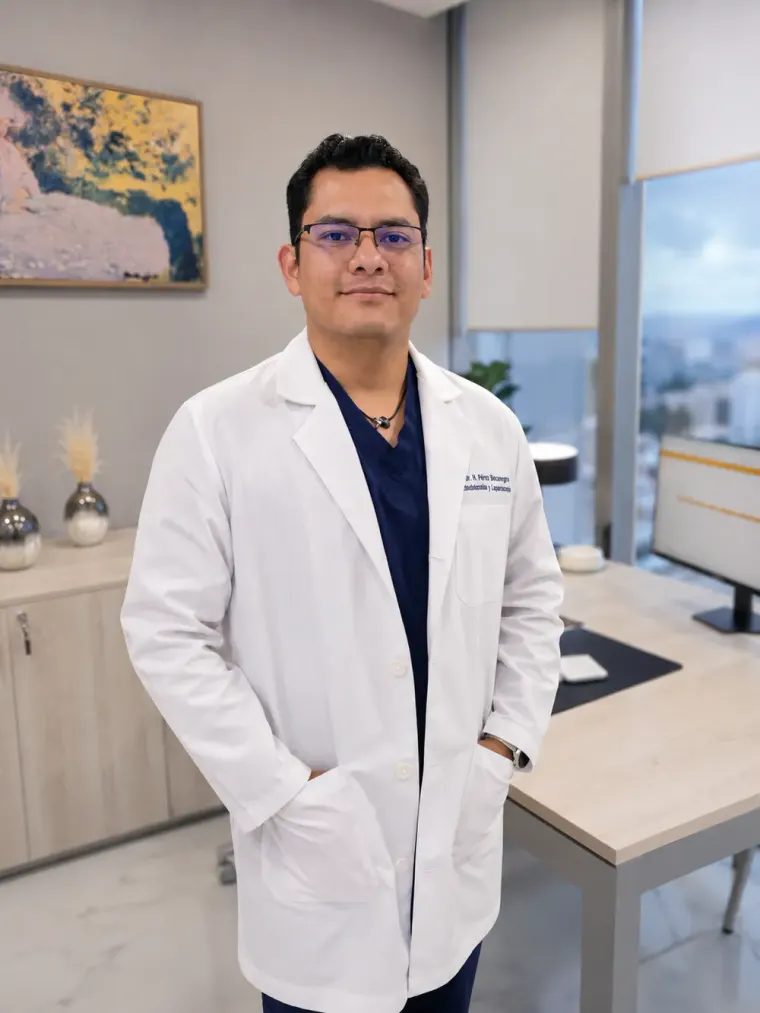 El Dr. Víctor Hugo Pérez Bocanegra en su consultorio de Hospital Ángeles Andares