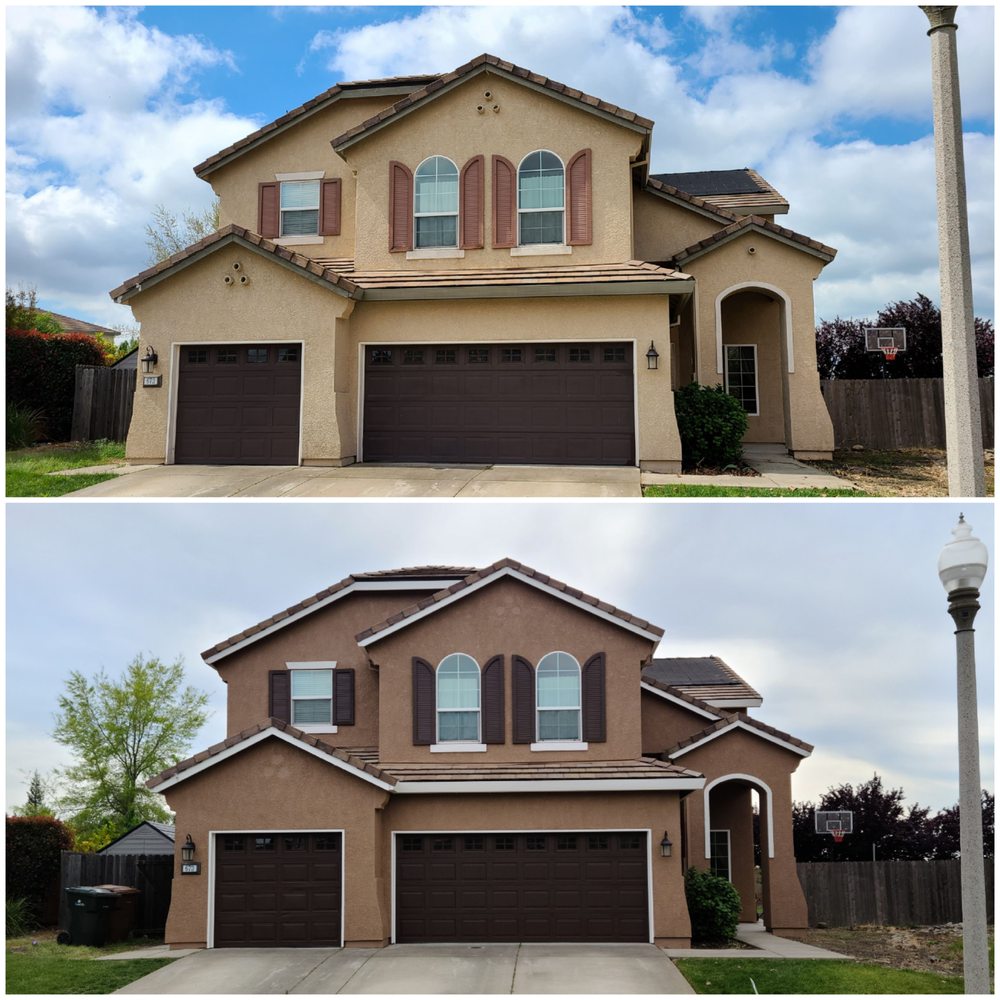 Before and after exterior painting comparison