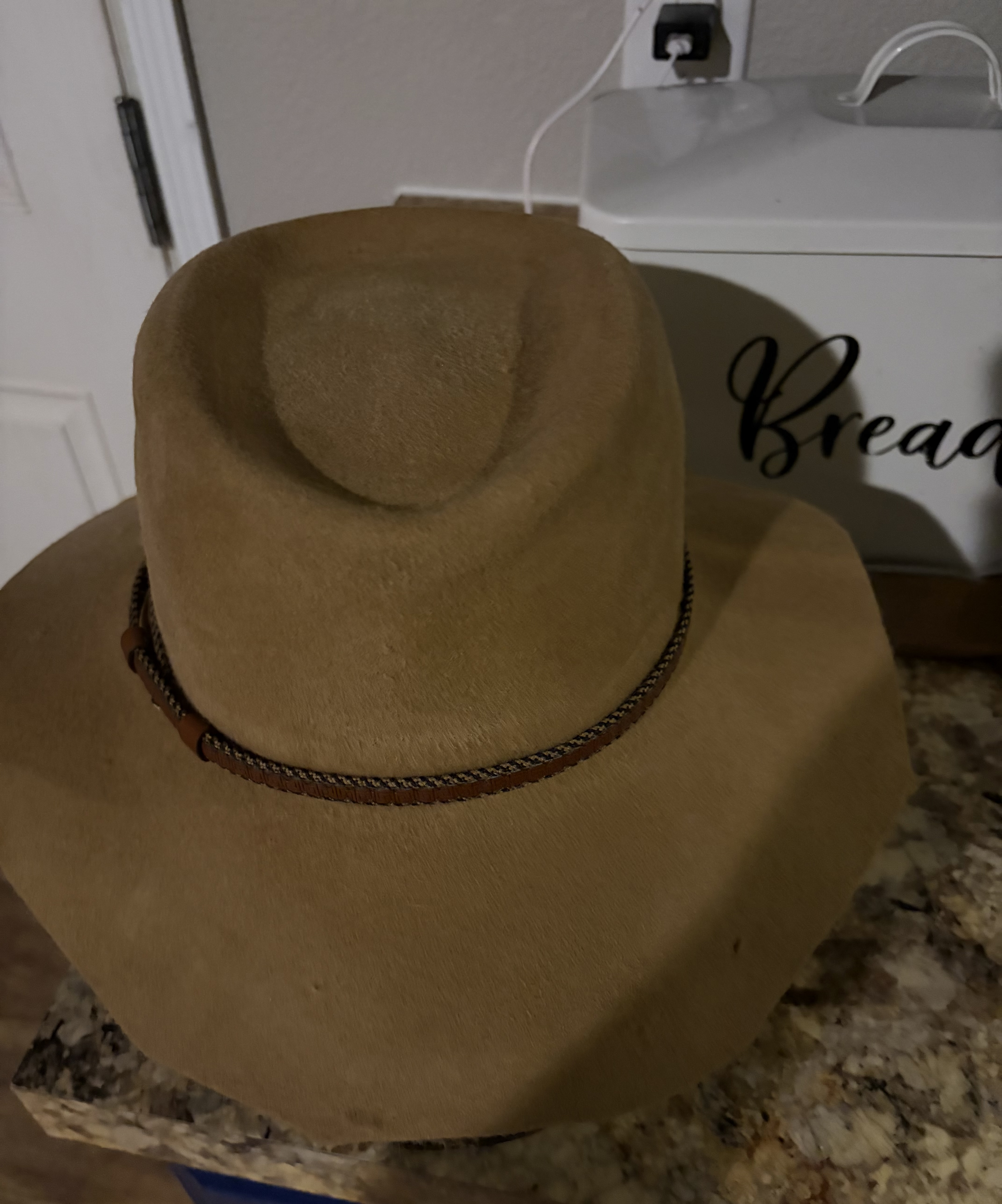Custom tan felt hat