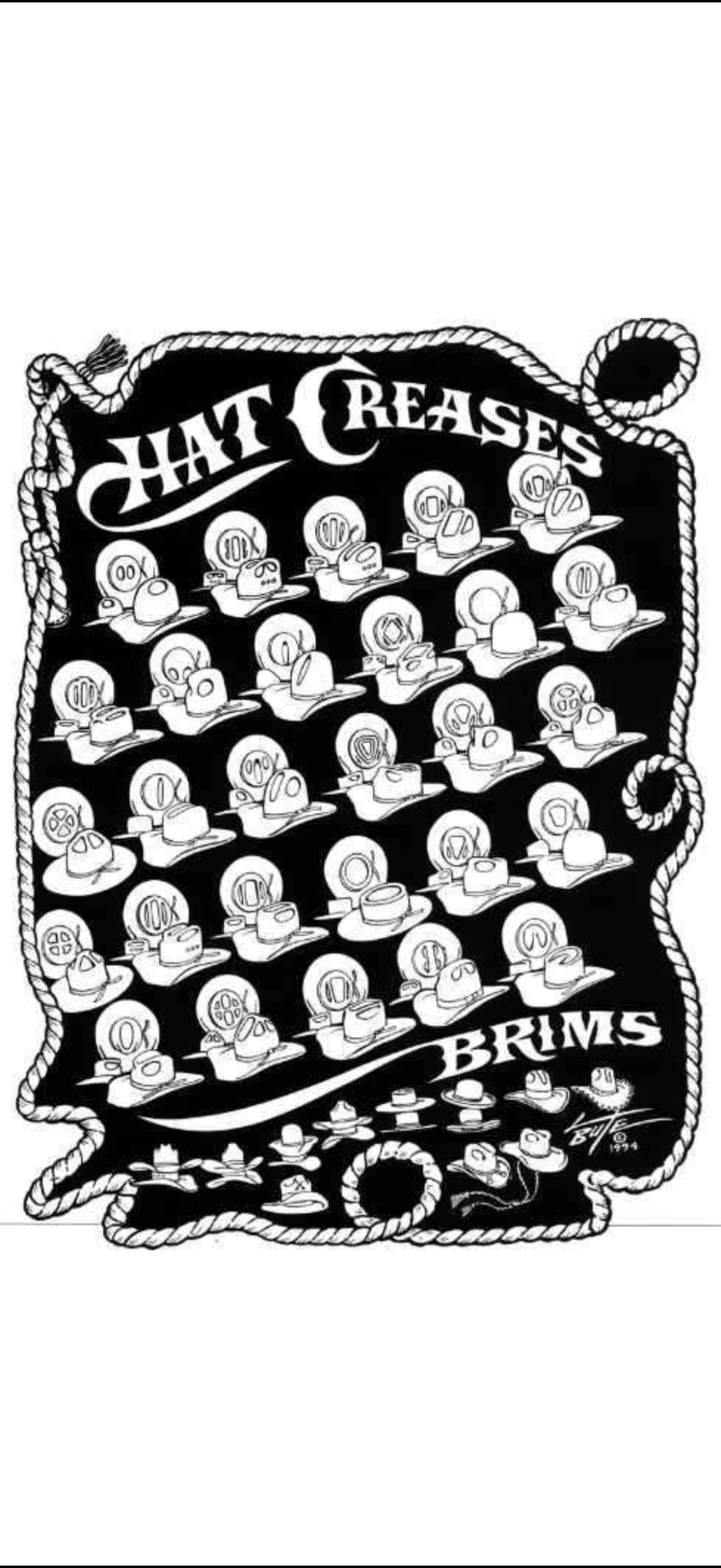 Bear Claw hat crease and brim shaping chart