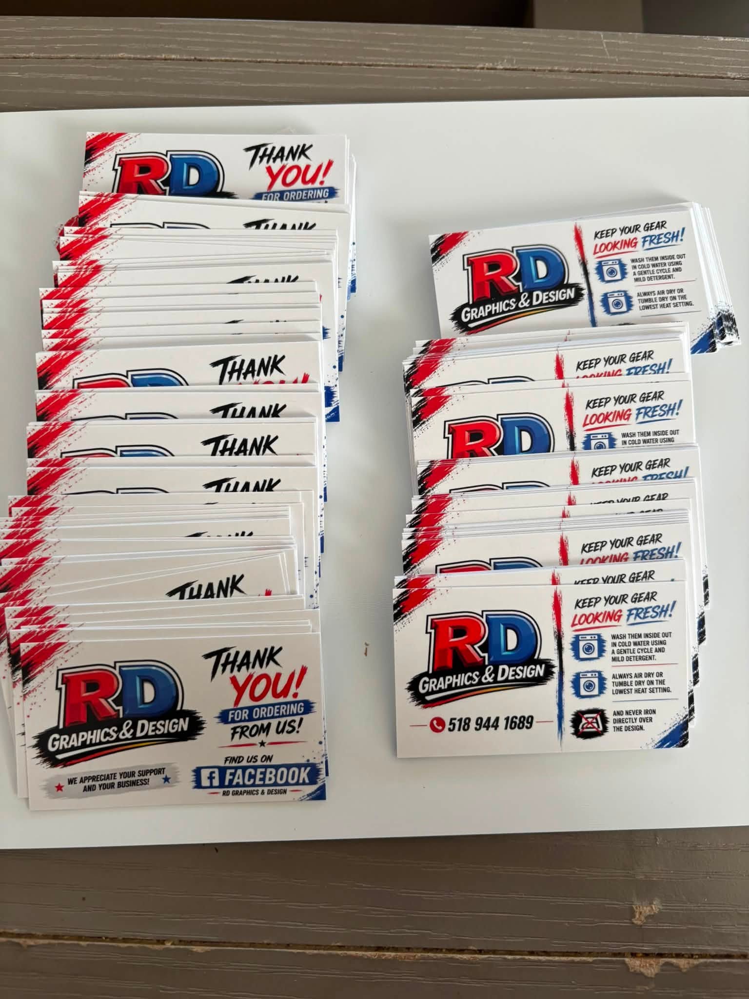Custom RD Graphics & Design business cards and print media