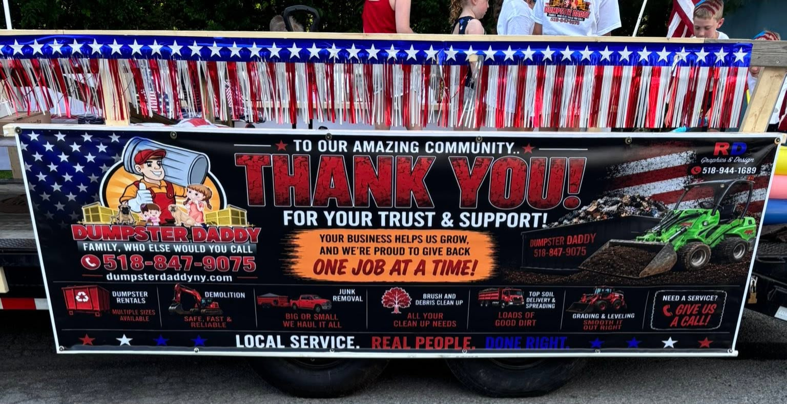 Large custom printed banner produced by RD Graphics & Design