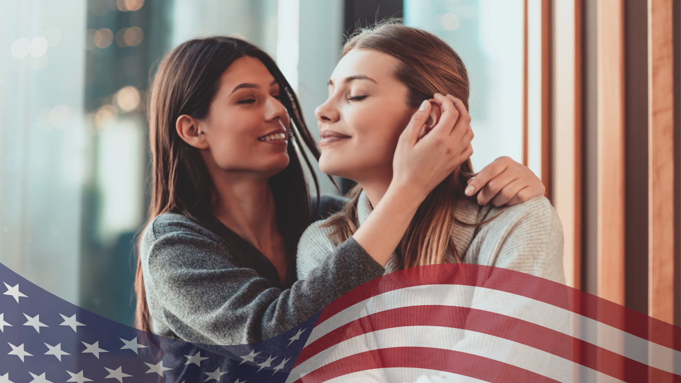 lesbians with the US flags