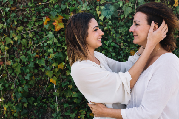lesbians hugging outdoor