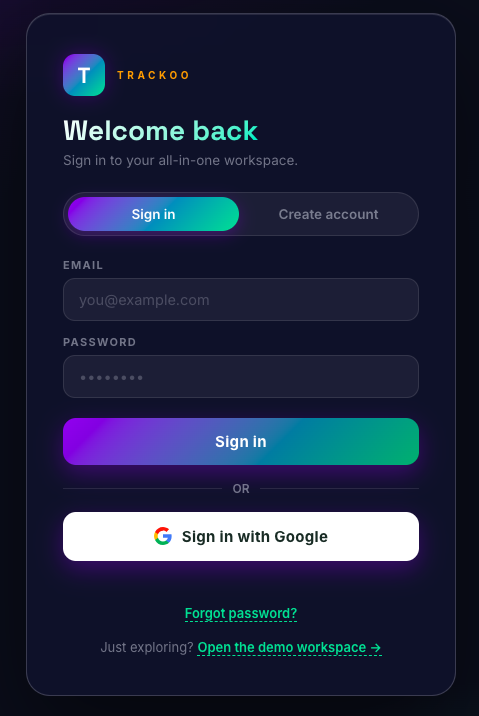 Trackoo Mobile Login