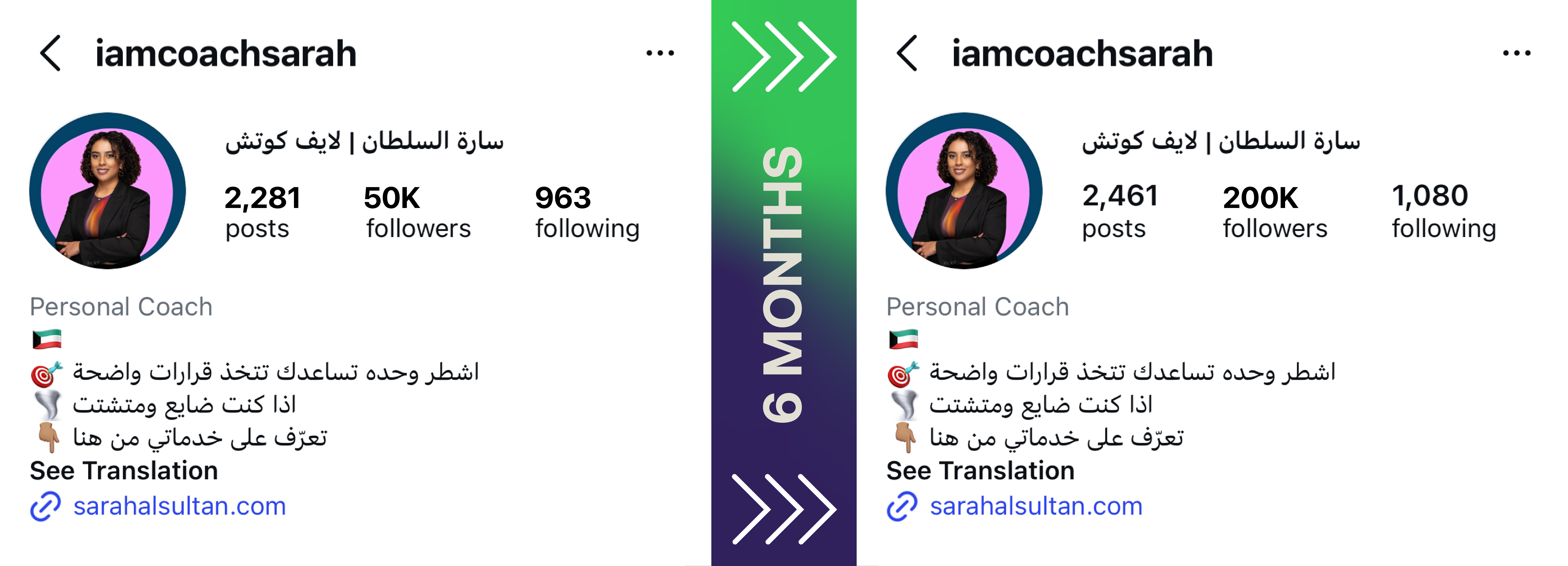 نتيجة عميل — نمو سريع في المتابعين
