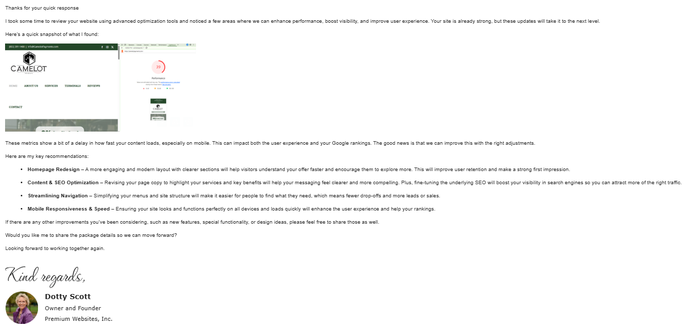 offering fake website audit