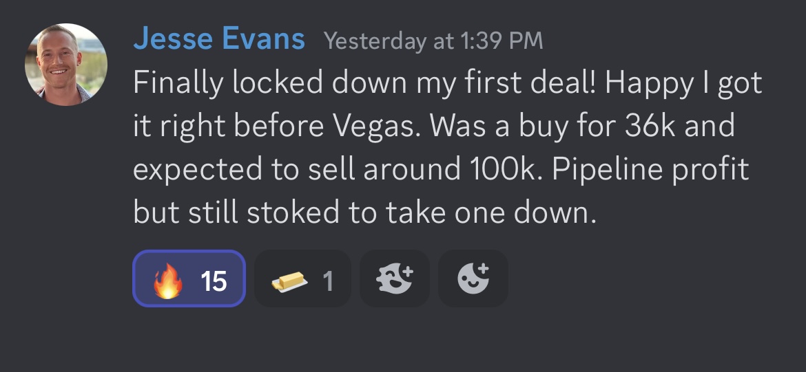 Jesse Evans locked up his first land deal for $36K with an expected resale around $100K