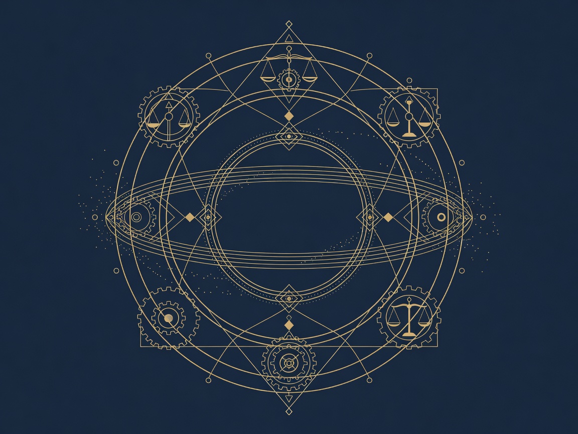 Two overlapping orbital rings leaking gold particles, symbolizing overlapping tools and wasted SaaS spend