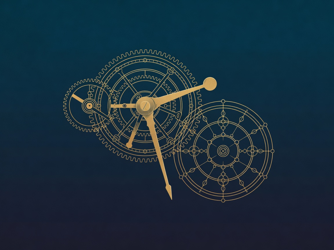 Engraved clockwork escapement held back by a brass pawl while a second dial keeps running, representing the delayed high-risk deadline