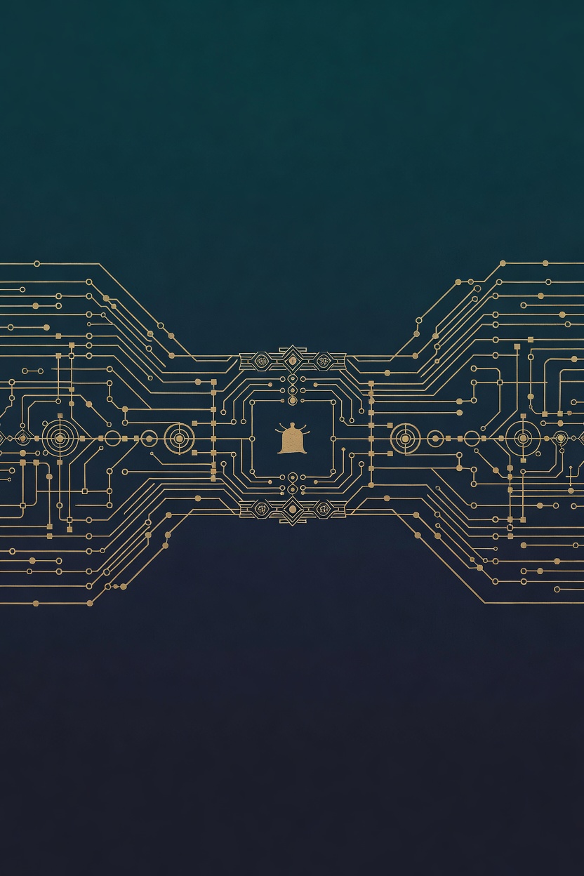 A wide frieze of interlocking connectors and data conduits binding disparate systems together.