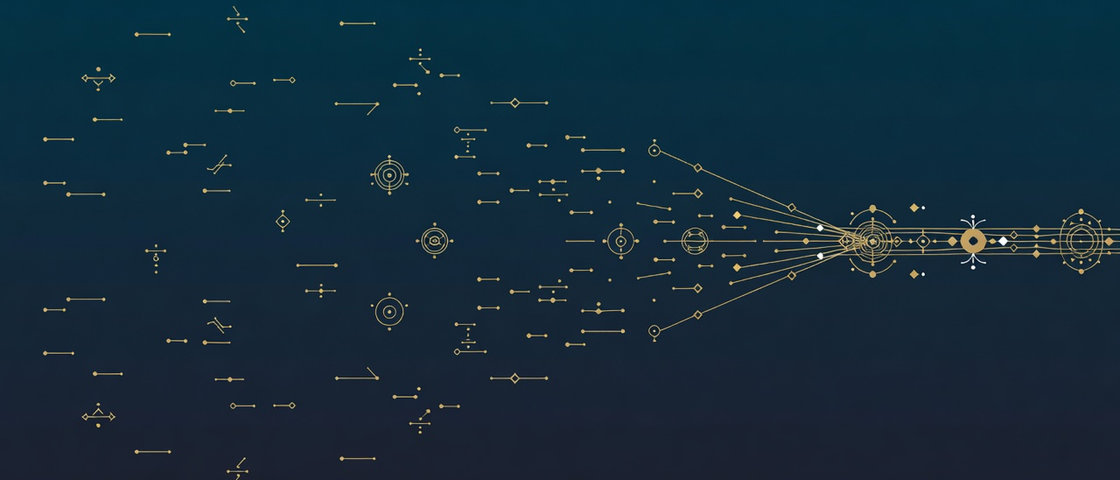 Wide engraved horizon of scattered untracked signals converging into a single measured beam